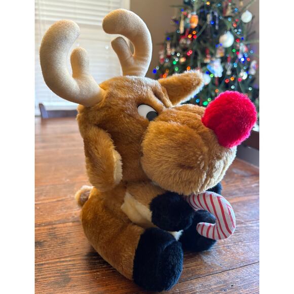 House of Lloyd Red Nosed Reindeer Plush with Candy Cane Christmas 12" - Picture 8 of 8